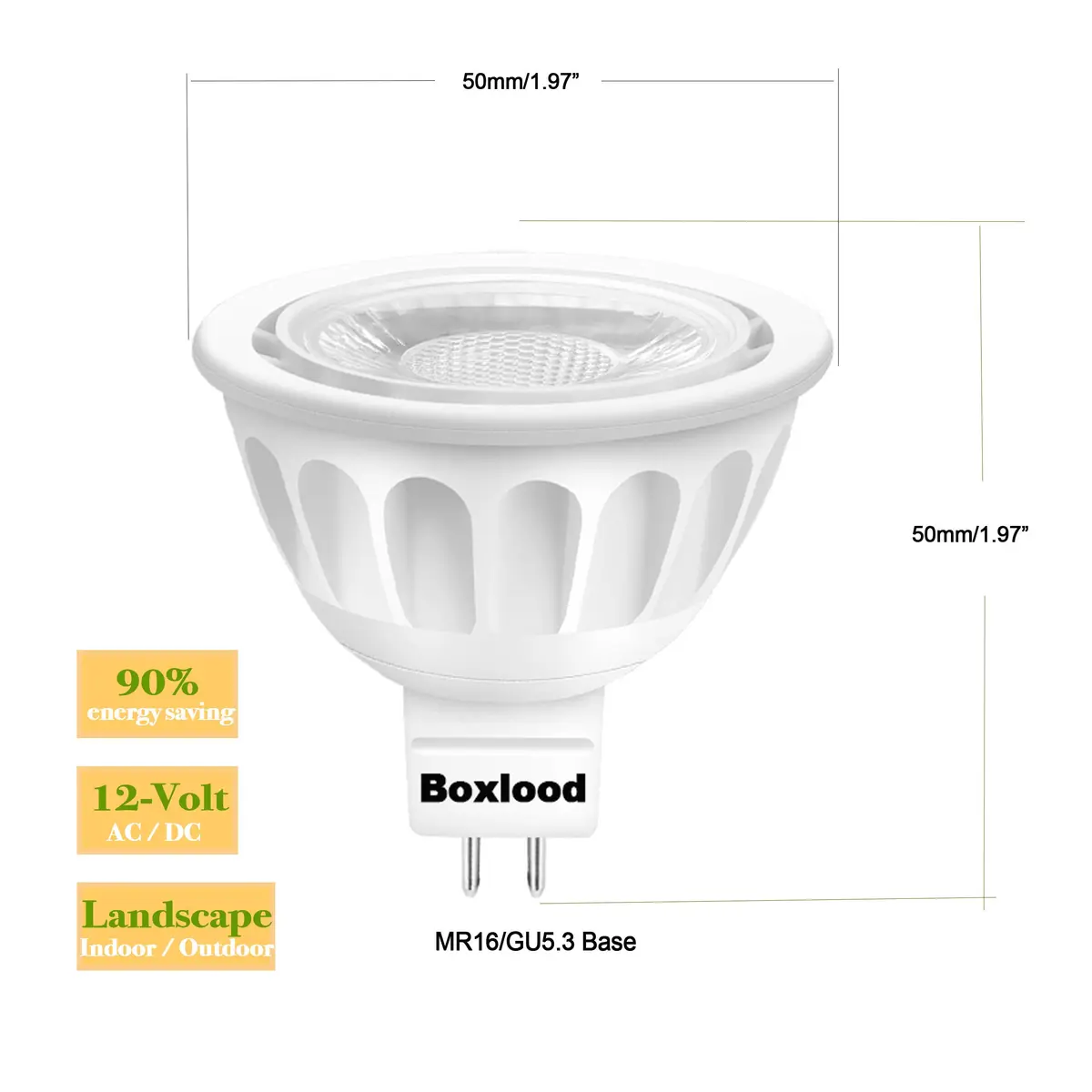 Boxlood MR16 LED Bulbs 5W GU5.3 450LM 12V | Cool White Non-Dimmable 10 Pack - view 2