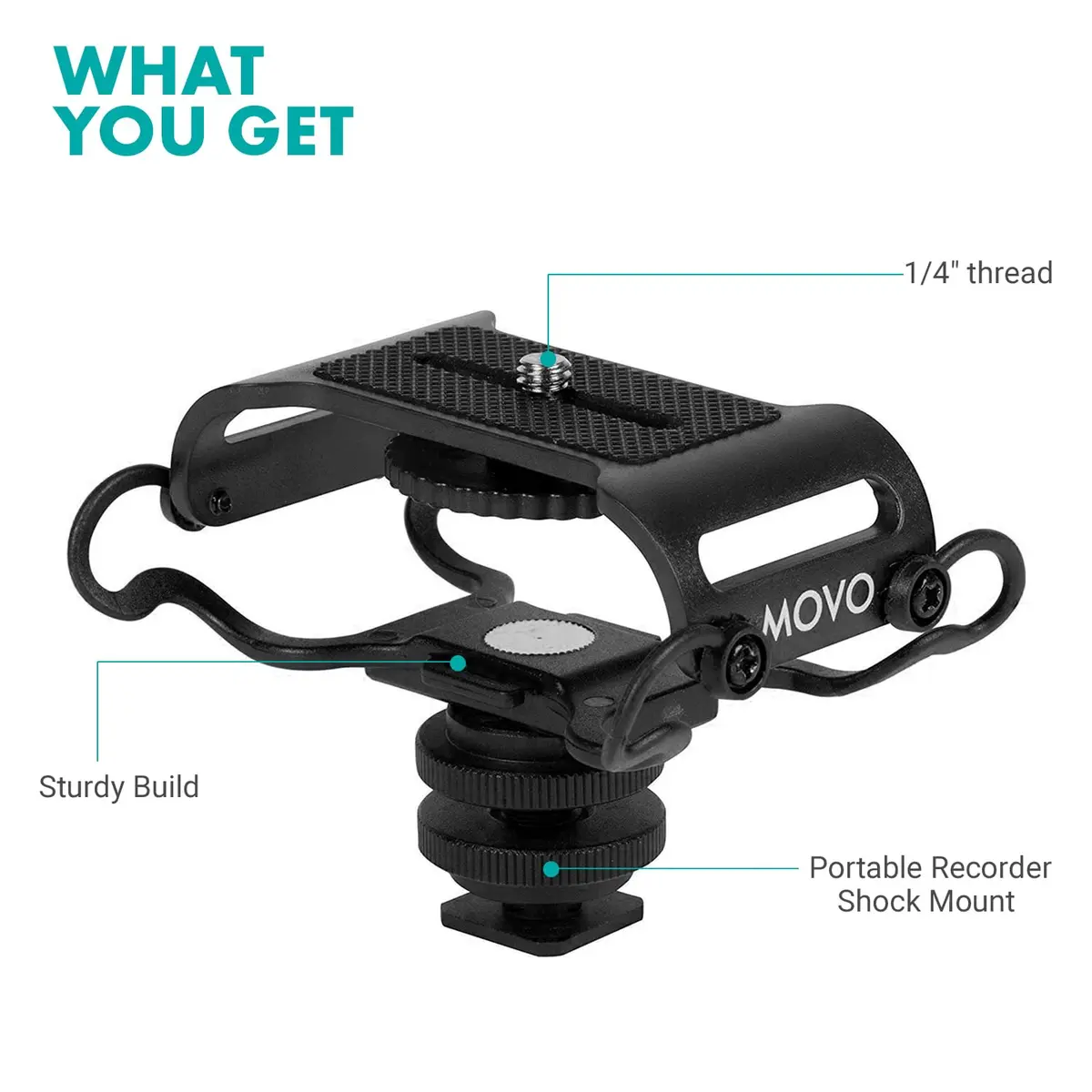 Movo SMM5-B Universal Microphone Shock Mount 55g | Reduces Handling Noise for Content Creators - view 6