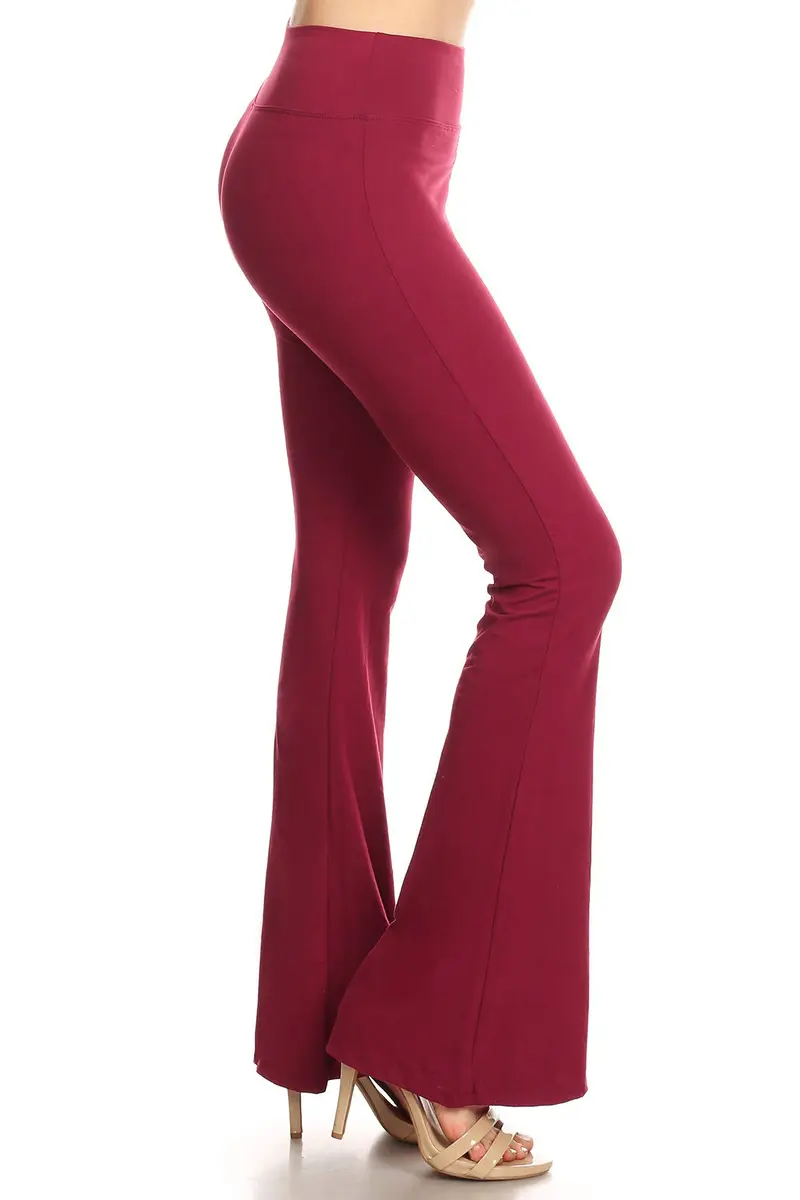 Leggings Depot Women's Wide Leg Palazzo Pants in Burgundy | Casual, Work & Lounge Comfort - main product image