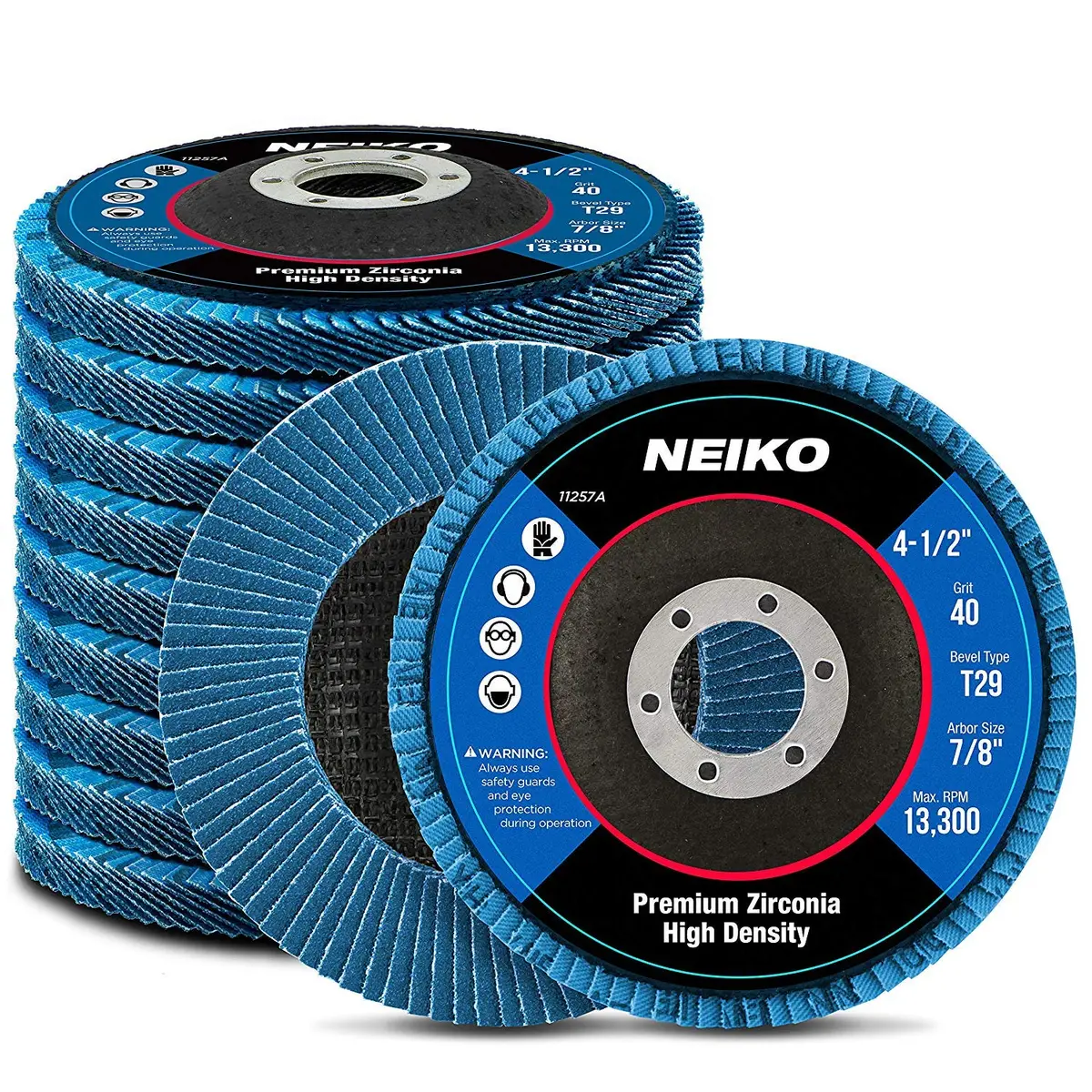 NEIKO 11257A High Density Jumbo Zirconia Flap Disc 4.5" x 7/8" | Heavy-Duty Metal Grinding Disc - main product image