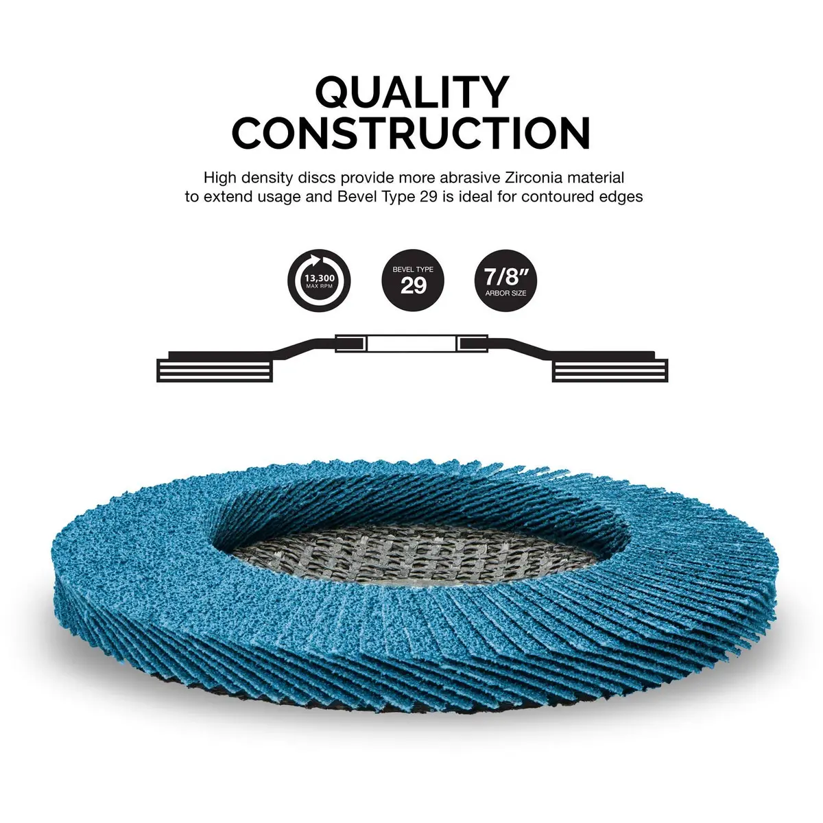 NEIKO 11257A High Density Jumbo Zirconia Flap Disc 4.5" x 7/8" | Heavy-Duty Metal Grinding Disc - view 2