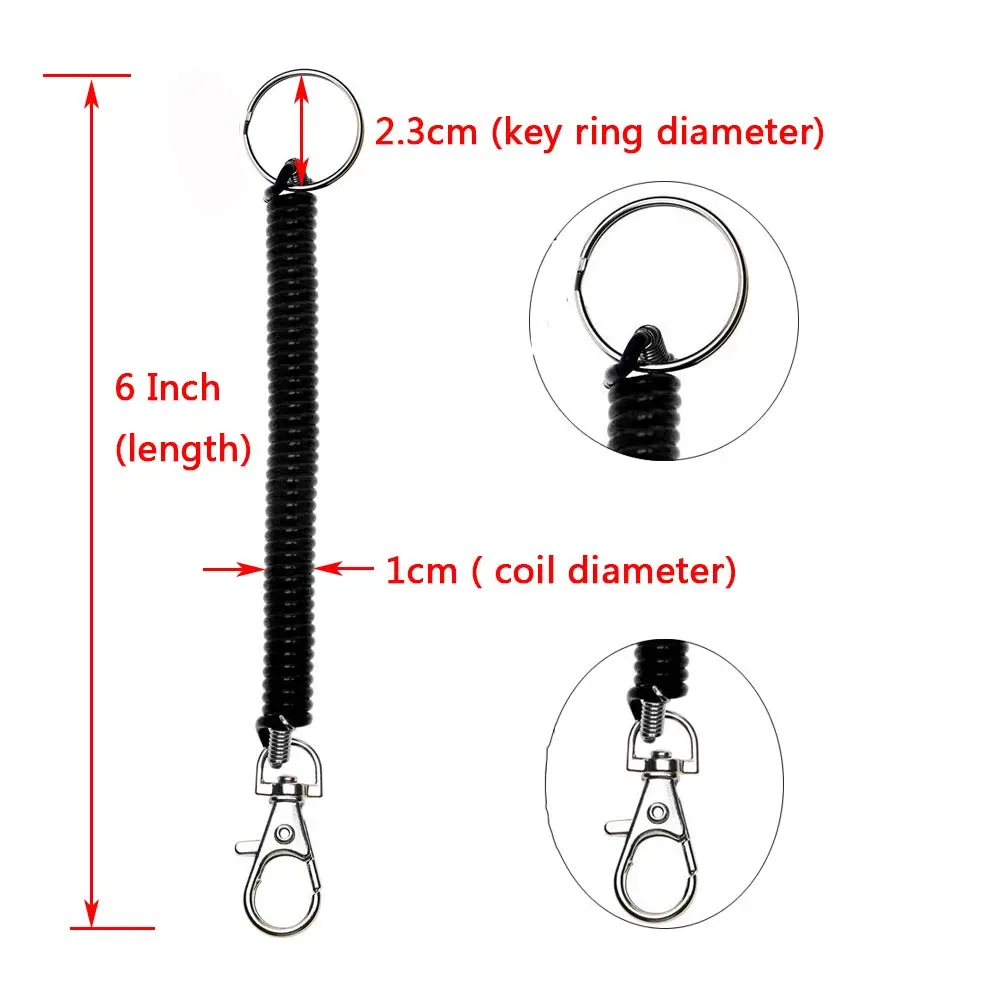 Mini Skater 6Pcs Spiral Retractable Spring Coil Keychain | Theftproof & Stretch Cord - view 7