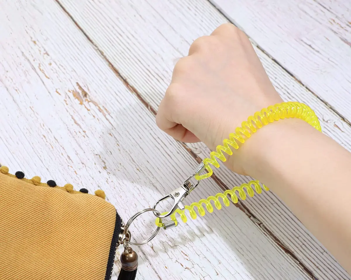 Mini Skater 6Pcs Spiral Retractable Spring Coil Keychain | Theftproof & Stretch Cord - view 3