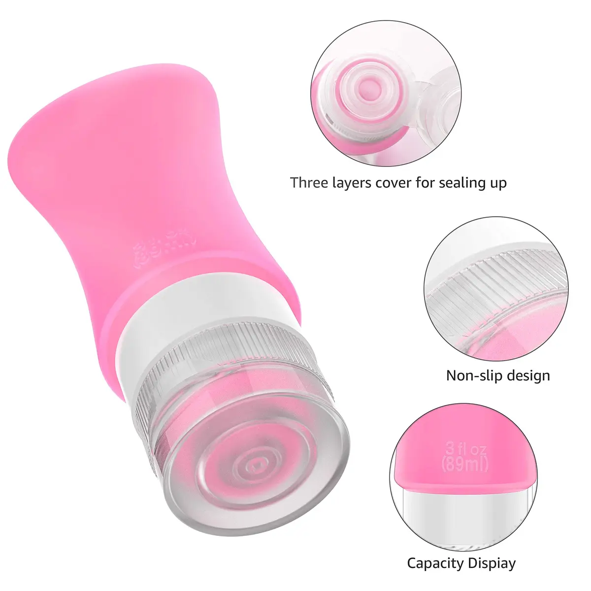 Teapile 4 Pack Travel Bottles 3oz Leak Proof Silicone Toiletry Containers for Travel - view 2