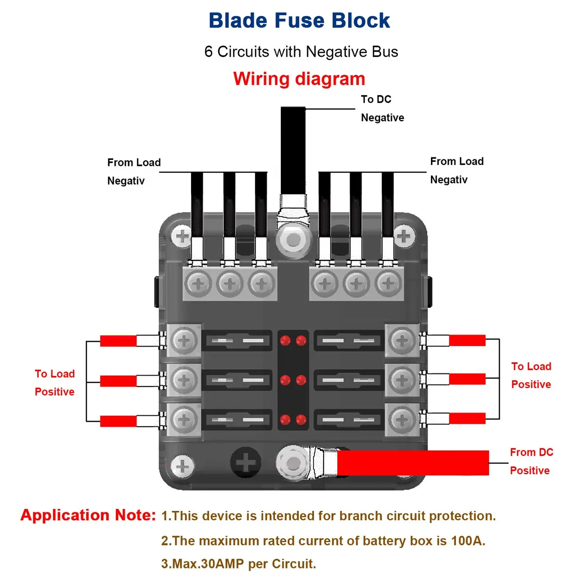 BlueFire 6-Way Blade Fuse Box 32V DC (176g) | LED Indicator for Easy Blown Fuse Identification - view 4