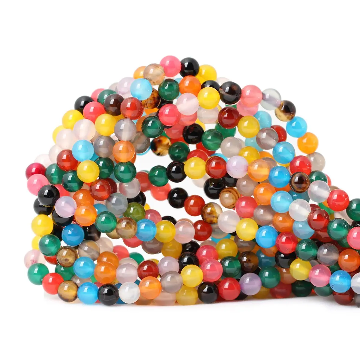 CHEAVIAN 60PCS 6mm Colorful Agate Gemstone Round Loose Beads for Jewelry Making 15" - main product image