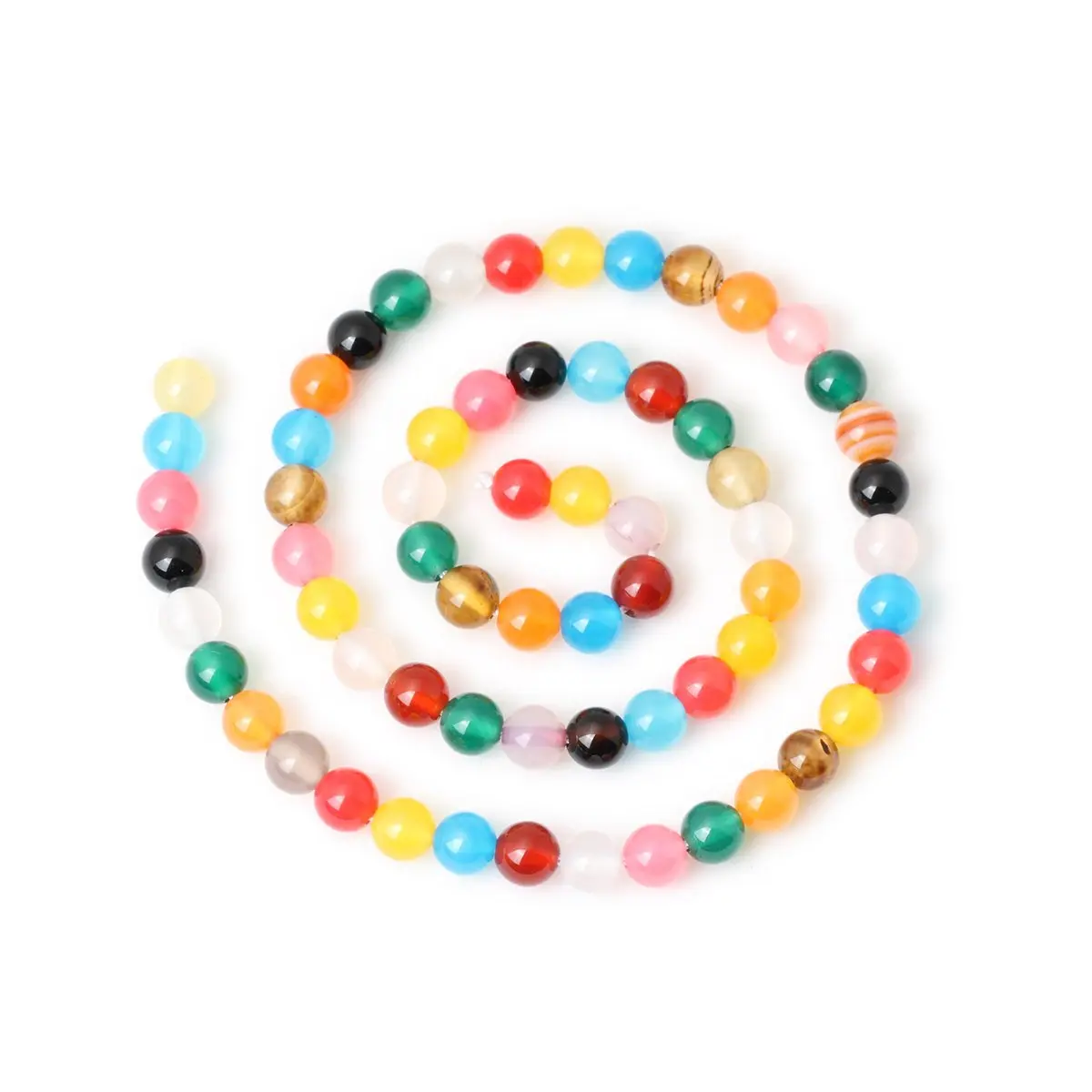 CHEAVIAN 60PCS 6mm Colorful Agate Gemstone Round Loose Beads for Jewelry Making 15" - view 2