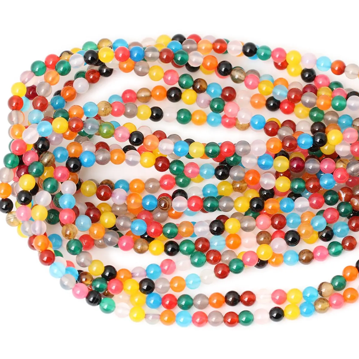 CHEAVIAN 60PCS 6mm Colorful Agate Gemstone Round Loose Beads for Jewelry Making 15" - view 3