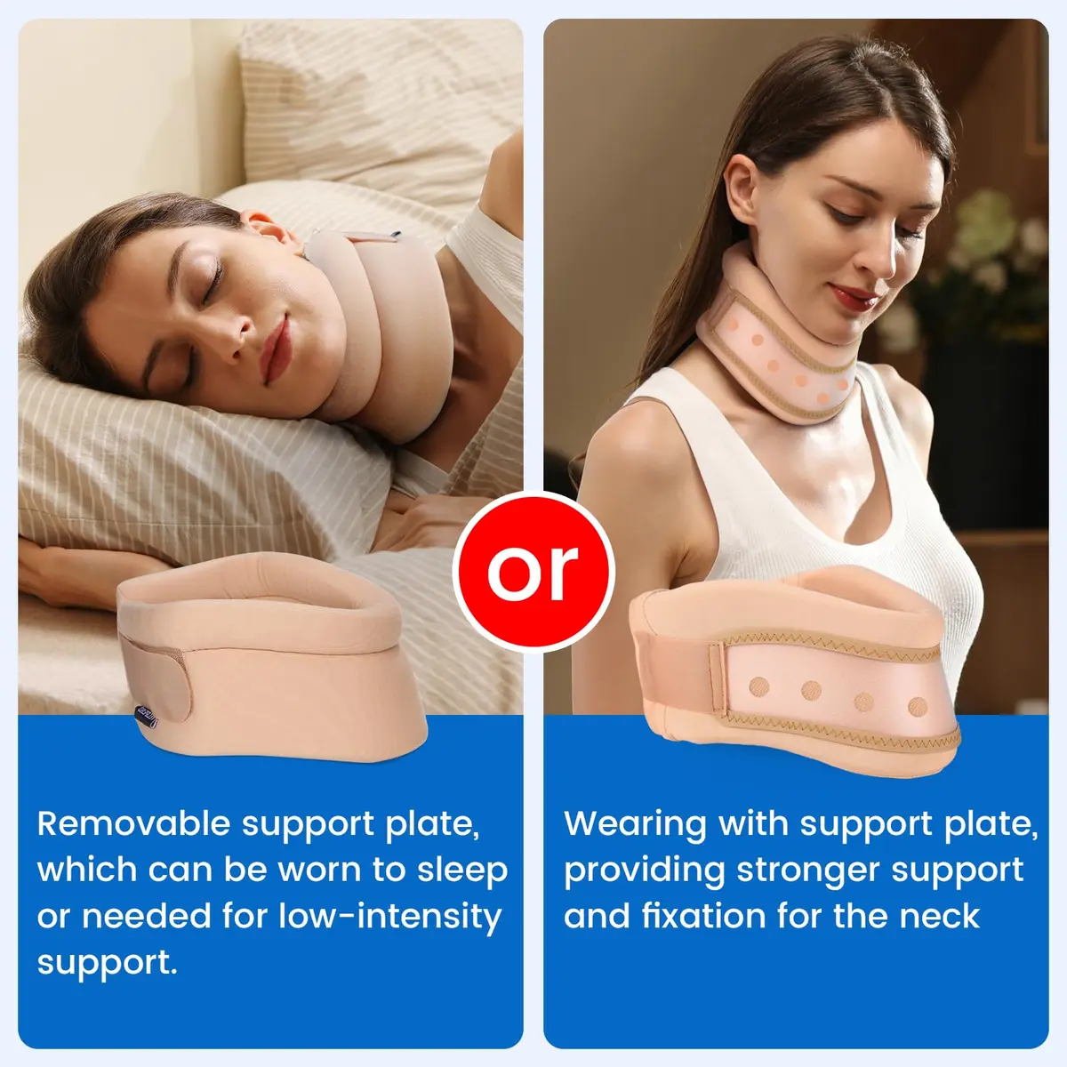 Velpeau Neck Brace for Neck Pain Support - Soft Cervical Collar for Sleeping, Support & Relief (Khaki, M: 11.5-14"/3") - view 5