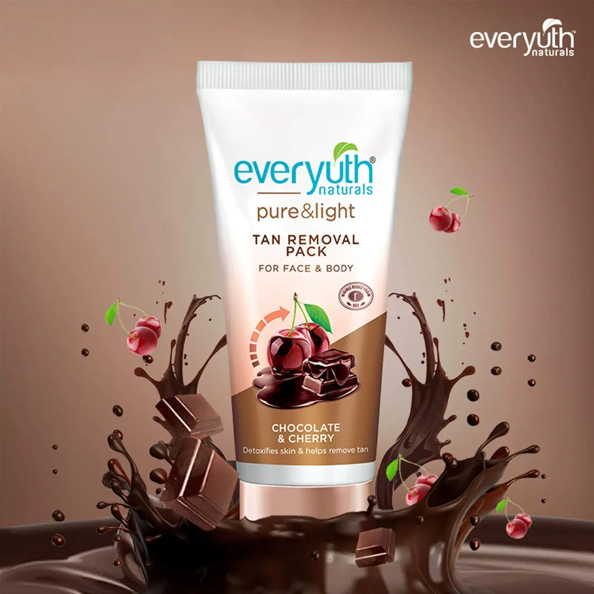 Everyuth Naturals Chocolate & Cherry Tan Removal Face Pack 50g | Brightens Skin - view 3