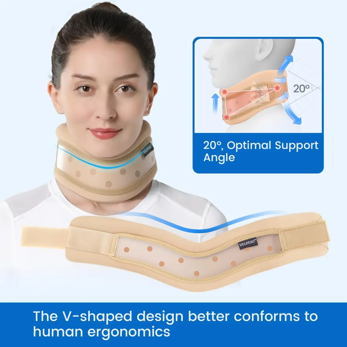 Velpeau Khaki Dual-Purpose Cervical Collar Neck Brace X-Large for Neck Pain and Support - view 2