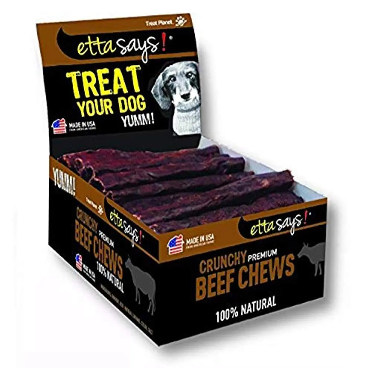 etta says! Premium Beef Chews 4.5 Inch | All Natural Grain Free Dog Treat (4.5 inch, 36 pcs) - main product image
