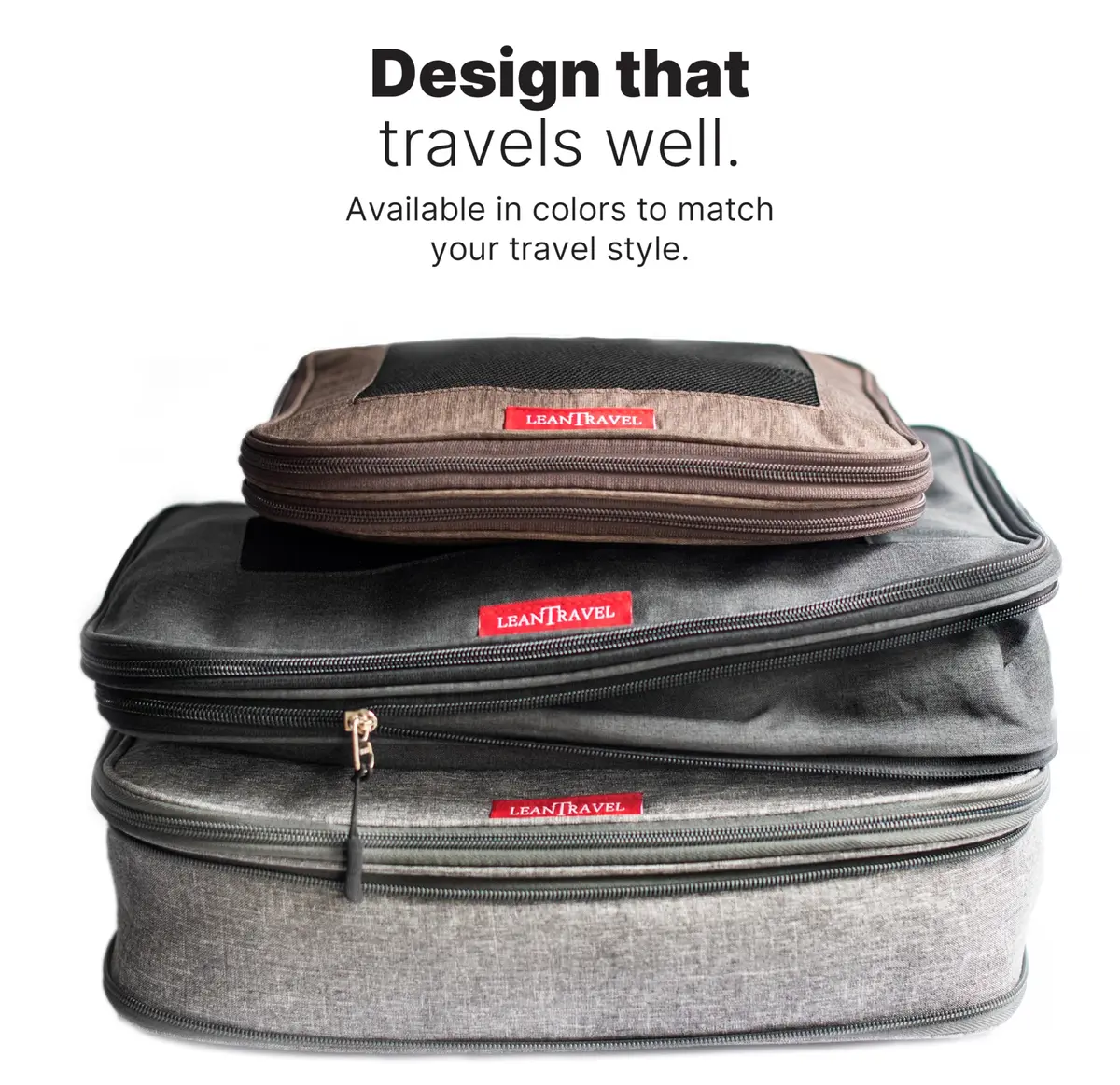 LeanTravel Premium Compression Packing Cubes for Travel - Suitcase Organizer Bags with Double Zipper & Breathable Mesh Panel - Space Saving Carry On Luggage Essentials (6-Pack, Grey, Black, Brown) - view 9