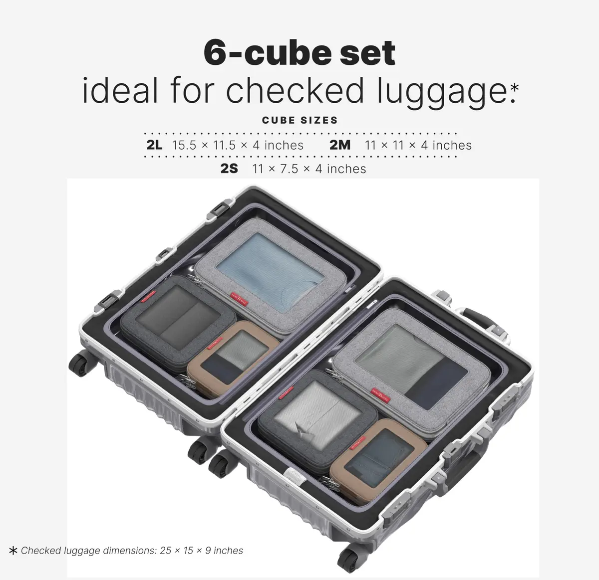 LeanTravel Premium Compression Packing Cubes for Travel - Suitcase Organizer Bags with Double Zipper & Breathable Mesh Panel - Space Saving Carry On Luggage Essentials (6-Pack, Grey, Black, Brown) - view 2