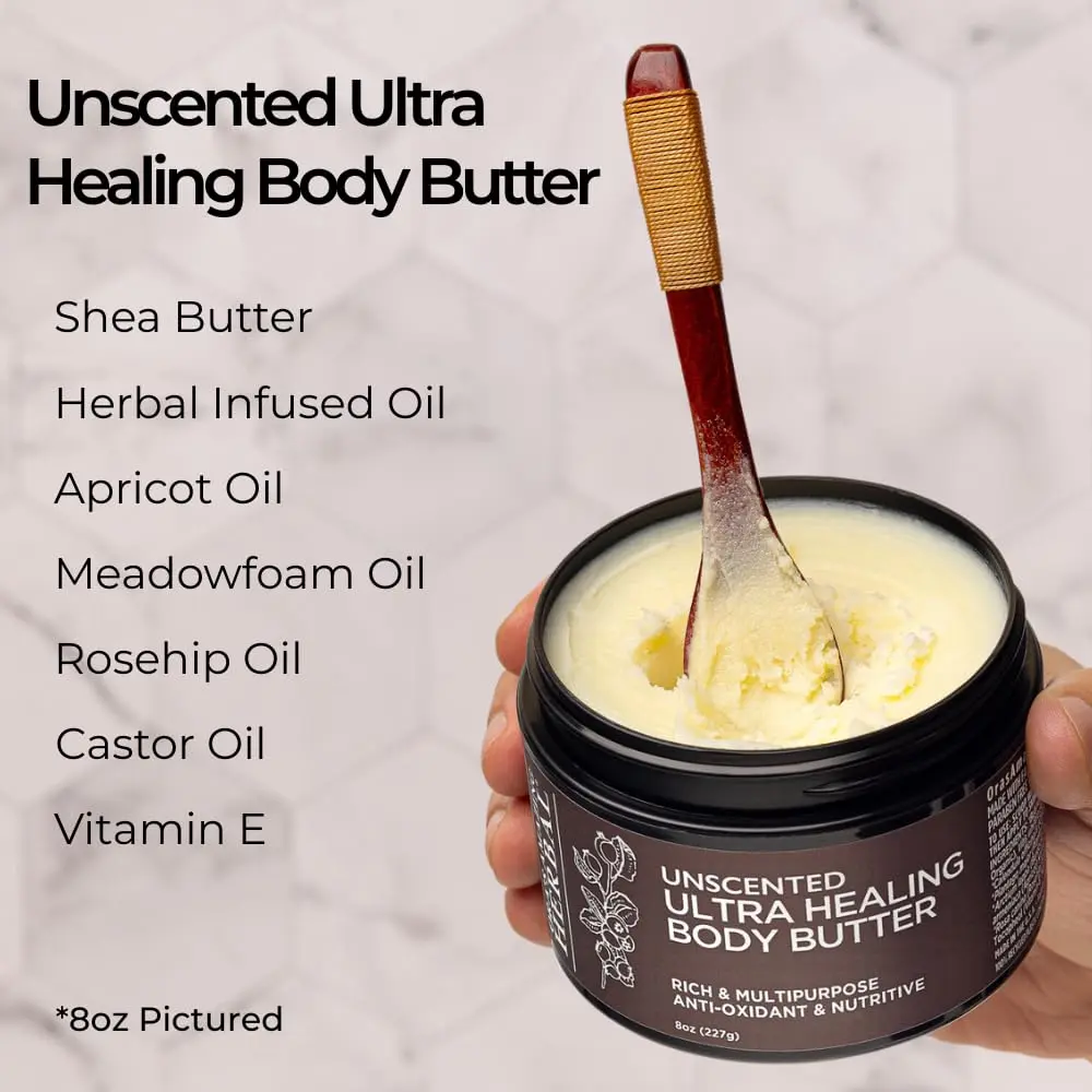 Ora's Herbal Unscented Ultra Healing Body Butter for Dry Skin, Shea, 8oz | Deep Moisturizer with Botanical Oils - view 5