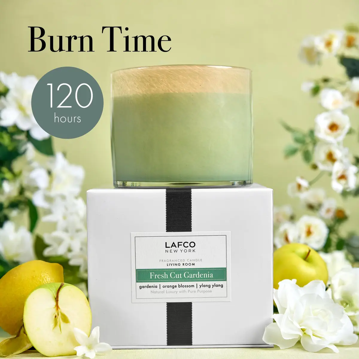 LAFCO NEW YORK 3-Wick Candle, Fresh Cut Gardenia - 30 oz | Long-Lasting Floral Scent, Reusable Glass Vessel - view 4