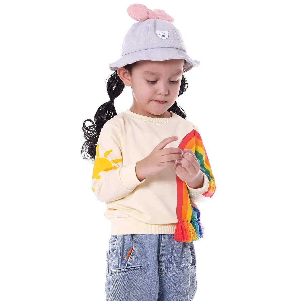 BINIDUCKLING Baby Crew Neck Rainbow Sweatshirt Girls 18 Months | Breathable Cotton Blend for Toddler Comfort - view 2