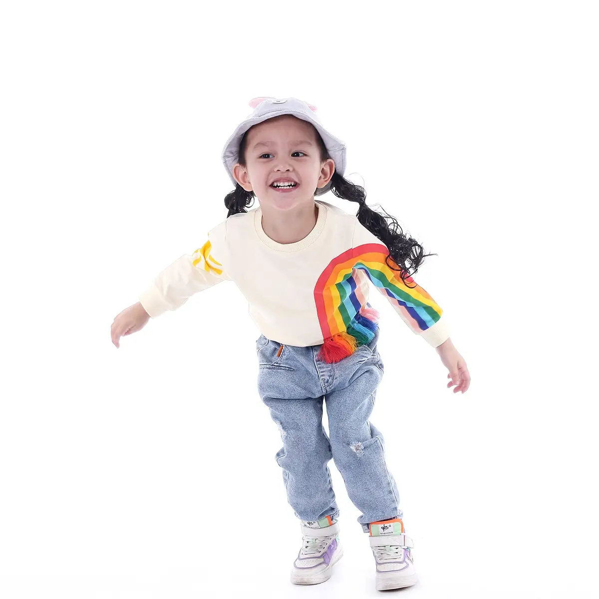 BINIDUCKLING Baby Crew Neck Rainbow Sweatshirt Girls 18 Months | Breathable Cotton Blend for Toddler Comfort - view 4