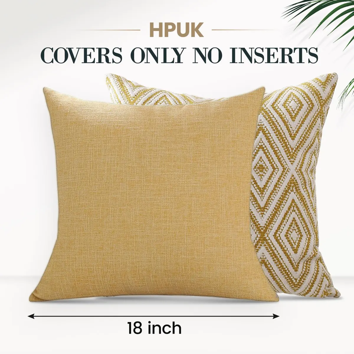 HPUK Throw Pillow Covers 18x18 | Textured Linen Couch Pillow Set of 4 in Ochre - view 9