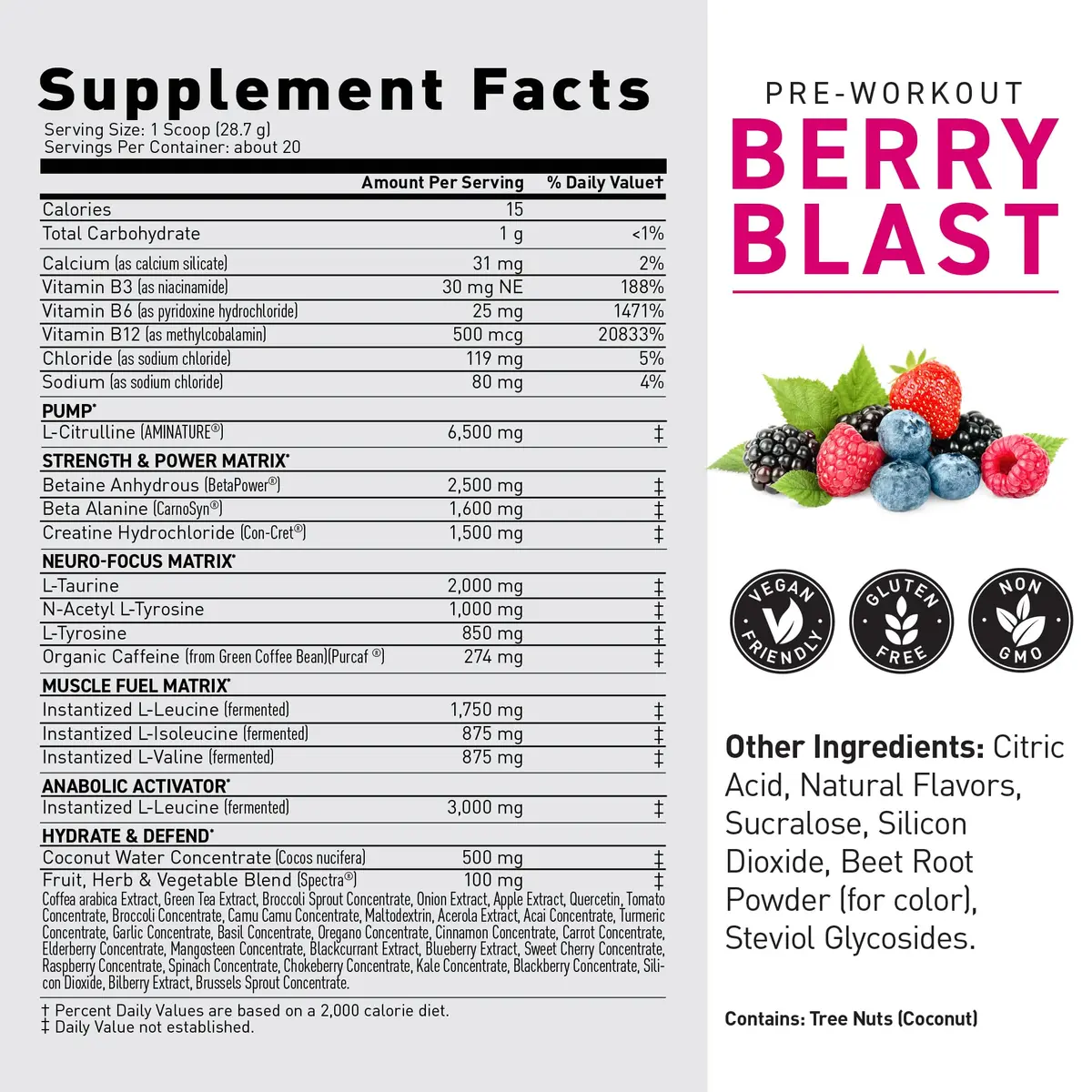 Kaged Original Pre Workout Powder | Berry Blast | 20 Servings | Supports Focus & Muscle Pumps - view 6