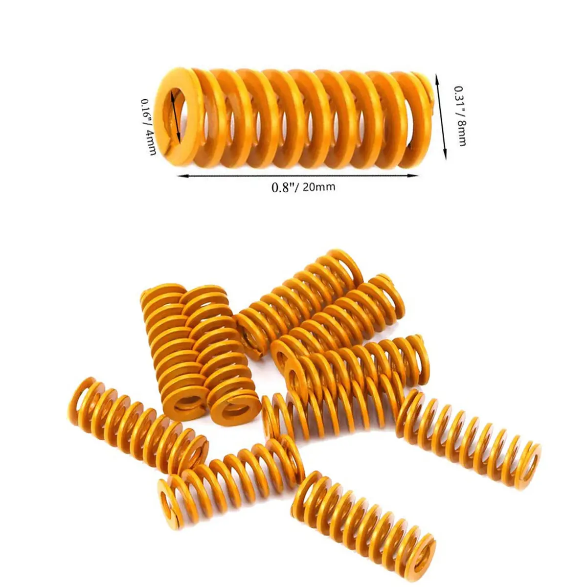 Orgrimmar Yellow 20pcs Compression Mould Die Spring 8mm OD x 20mm Long | Light Load Compression Springs - view 2
