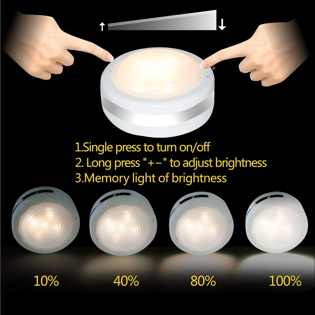 Starxing LED Puck Lights with Remote Control, Stick On Under Cabinet Lights 6-Pack | 4000K Natural White, Battery Powered - view 3