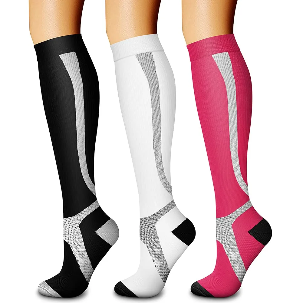 CHARMKING Compression Socks for Women & Men (3 Pairs) - 15-20 mmHg Medical Grade Support for Running, Travel, Pregnancy, Circulation - Multi 11 (S/M) - main product image