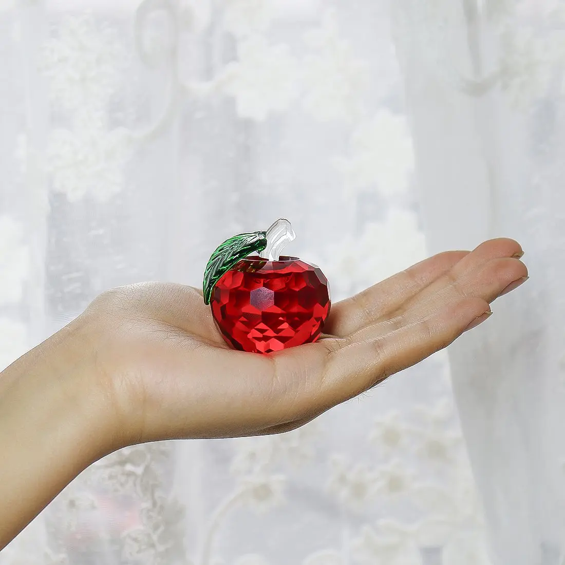 H&D HYALINE & DORA 40mm Red Crystal Apple Paperweight Christmas Eve Decor | Elegant Gift for Office & Home - view 2