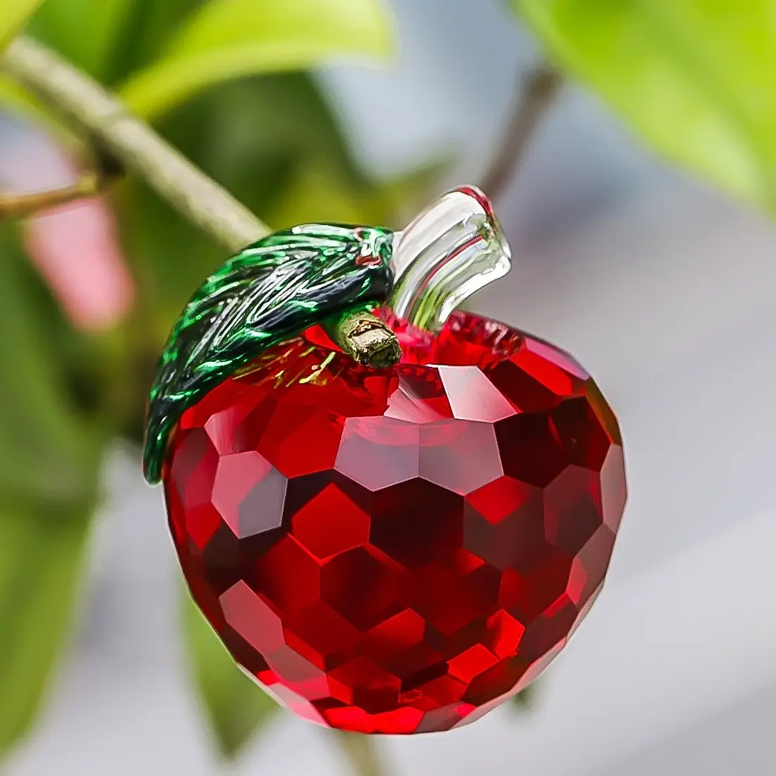 H&D HYALINE & DORA 40mm Red Crystal Apple Paperweight Christmas Eve Decor | Elegant Gift for Office & Home - view 3