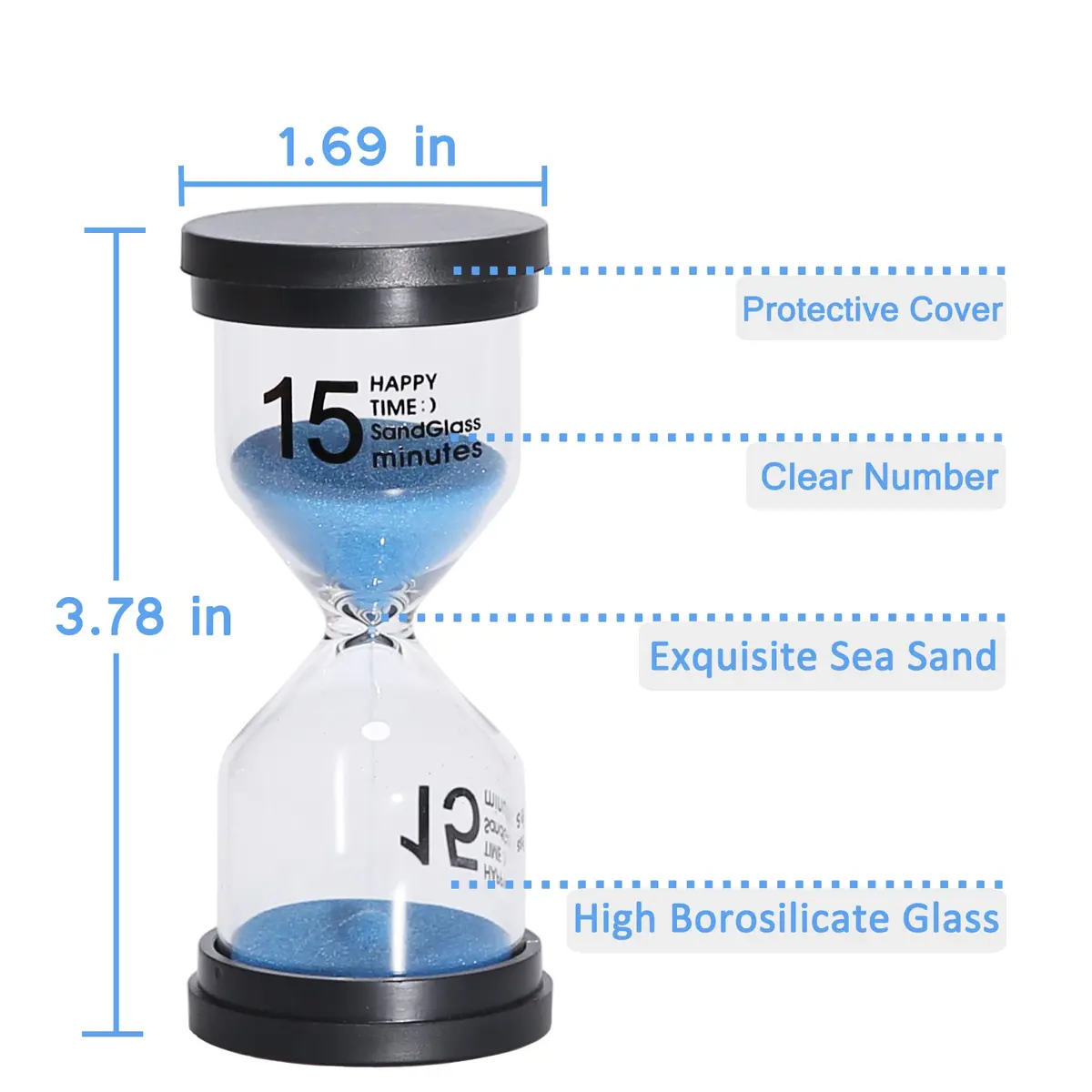 KSM UP Sand Timer 6 Colors Hourglass 1/3/5/10/15/30 Minutes | Colorful, Shock-Resistant Kids & Classroom Timer - view 2