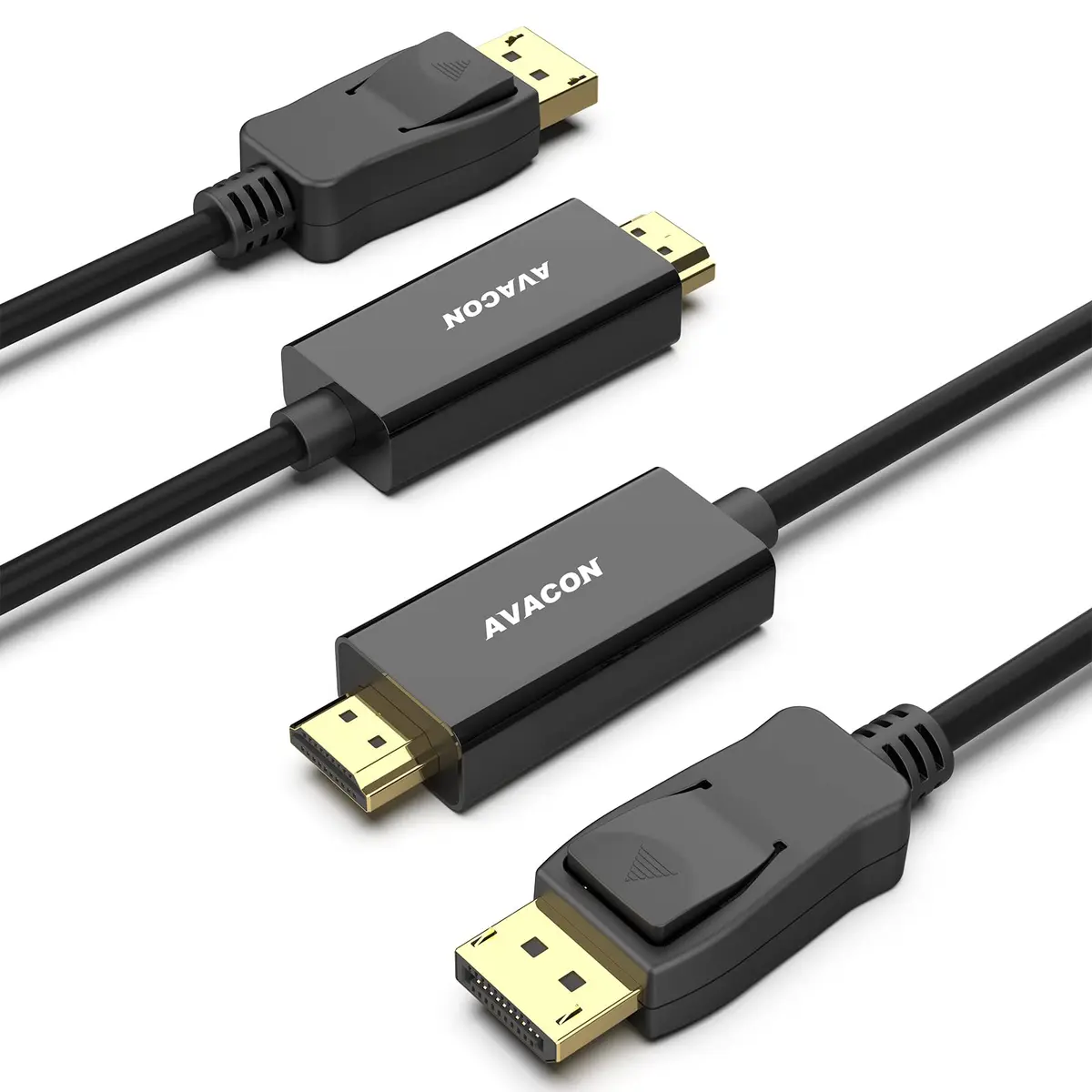 AVACON 4K DisplayPort to HDMI 6 Feet Cable 2 Pack | Uni-Directional DP 1.2 to HDMI 1.4, 3840x2160@30Hz, Gold-Plated, Shielded, Black - main product image