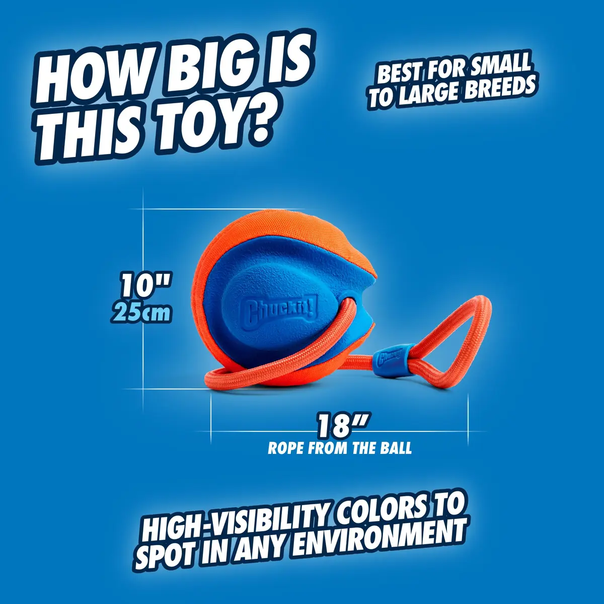 Chuckit! Rope Fetch Dog Toy 14 cm (5.5-in) Ball on Rope | Durable EVA Rubber - view 4