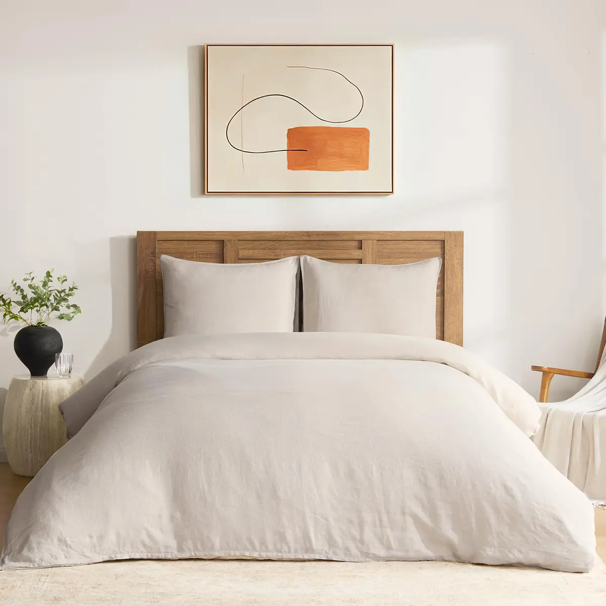 DAPU 100% French Linen Duvet Cover Queen | Natural Linen Cooling & Soft Texture - main product image