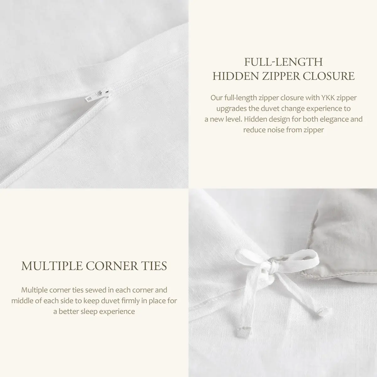 DAPU 100% French Linen Duvet Cover King | Soft, Warm & Natural Linen Bedding - view 6