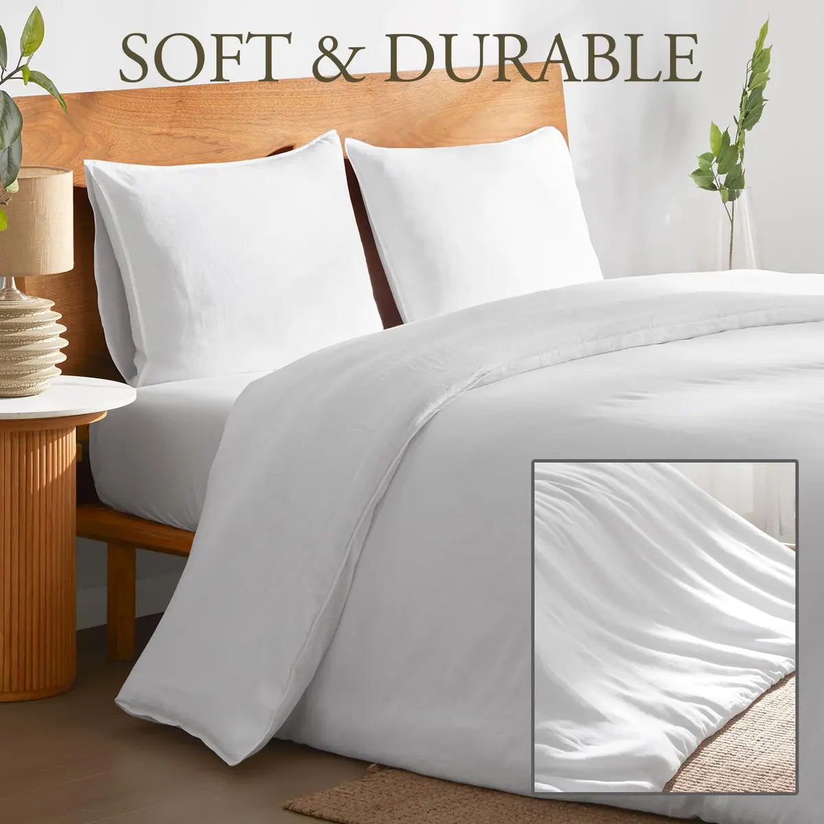 DAPU 100% French Linen Duvet Cover King | Soft, Warm & Natural Linen Bedding - view 3