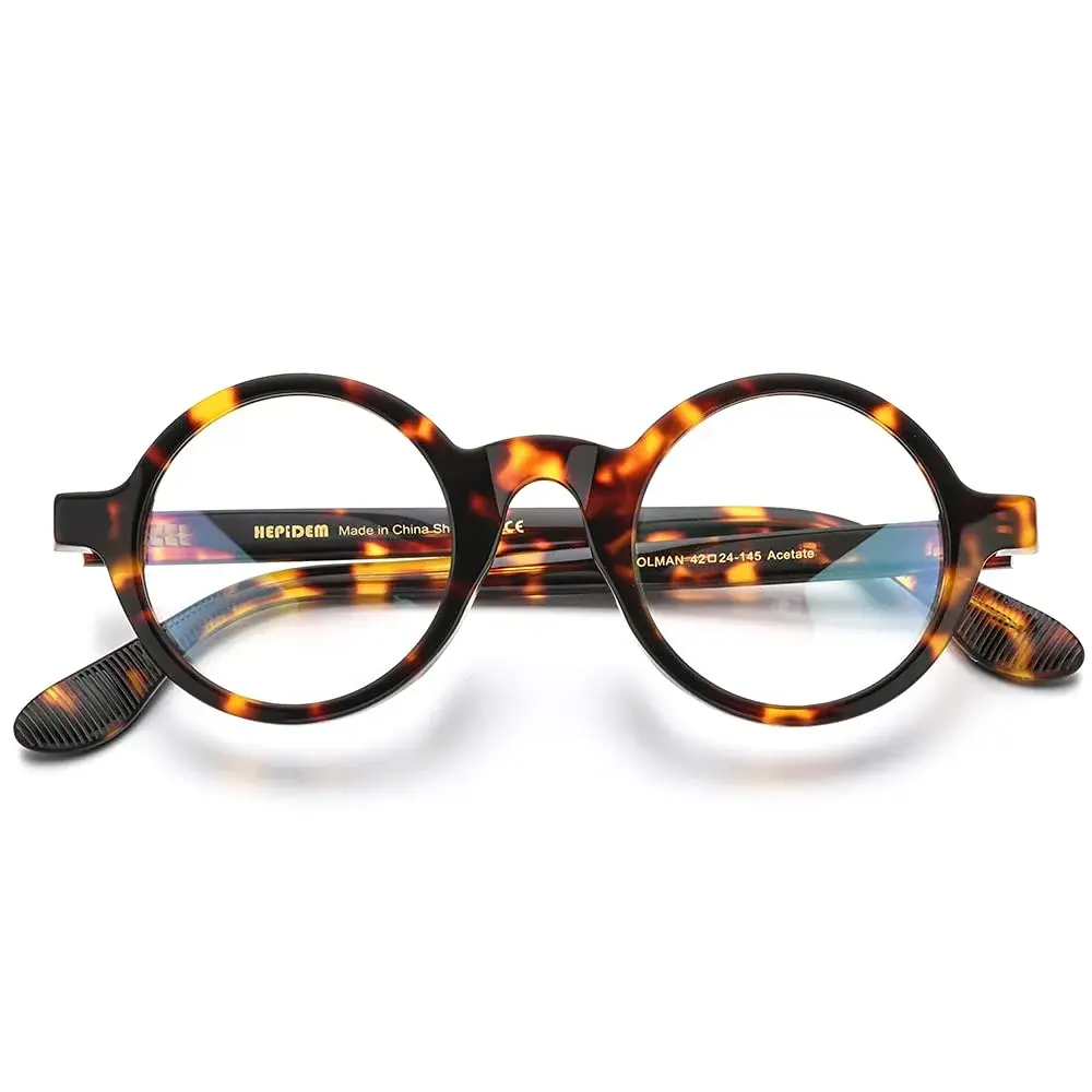 HEPIDEM Vintage Round Optical Glasses Frame 46mm (Leopard Big 46mm) | Full Rim Acetate - view 4