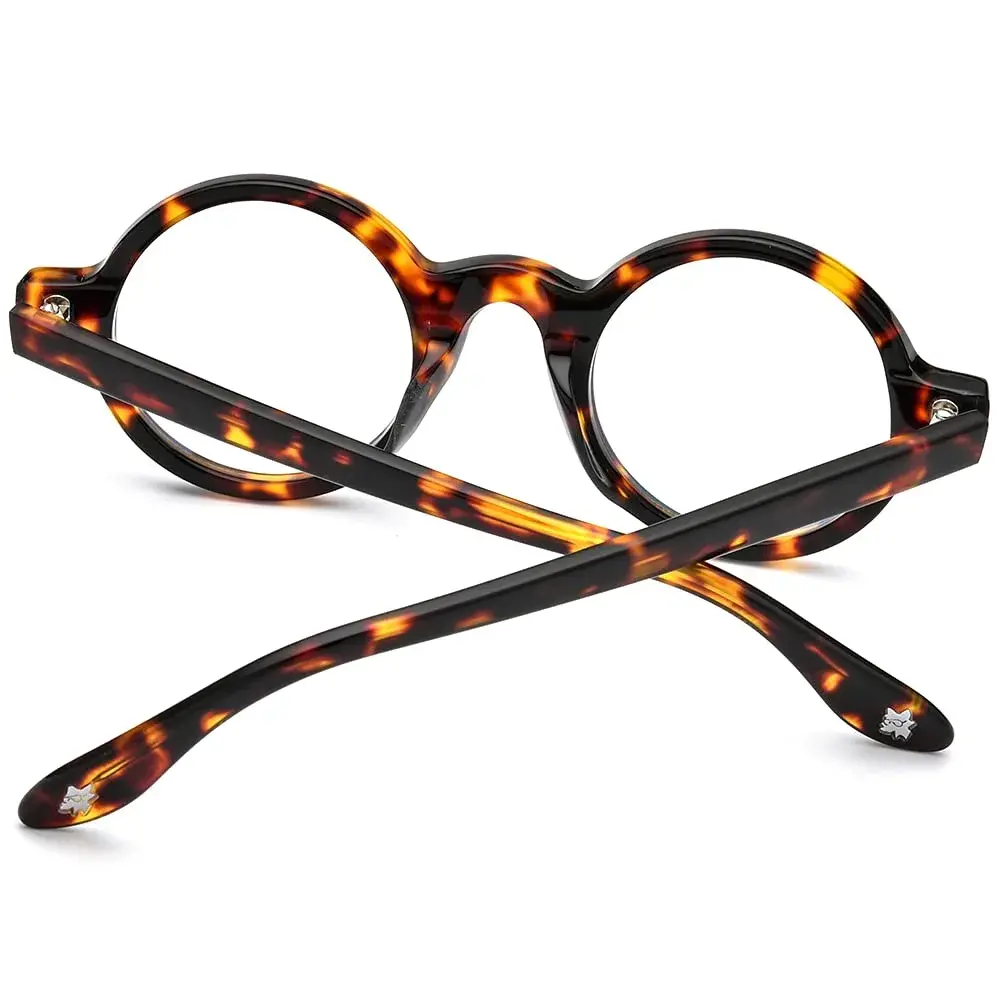 HEPIDEM Vintage Round Optical Glasses Frame 46mm (Leopard Big 46mm) | Full Rim Acetate - view 7