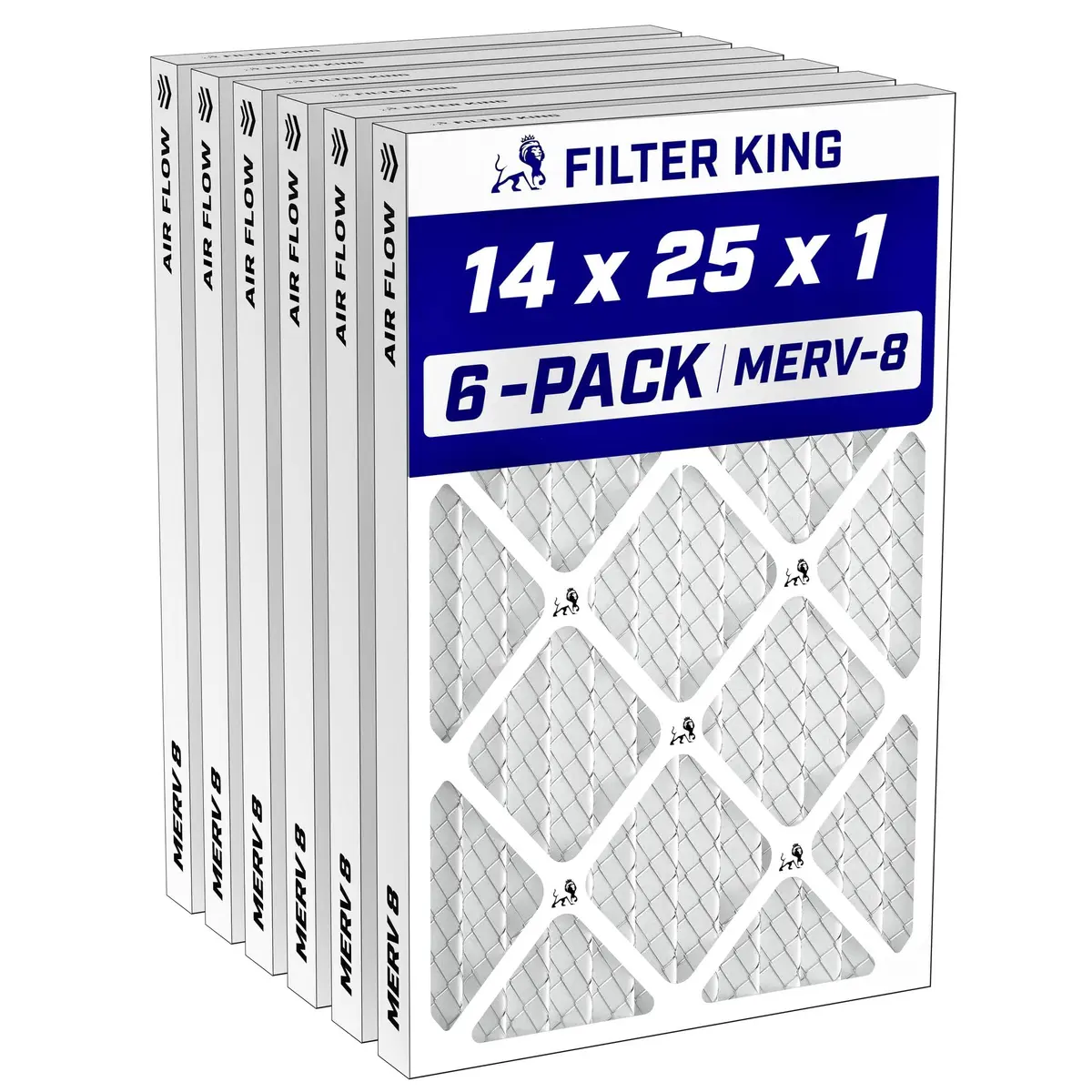 Filter King 14x25x1 Air Filter MERV 8 | 13.5x24.5x0.75 Actual Size, 6-Pack - main product image