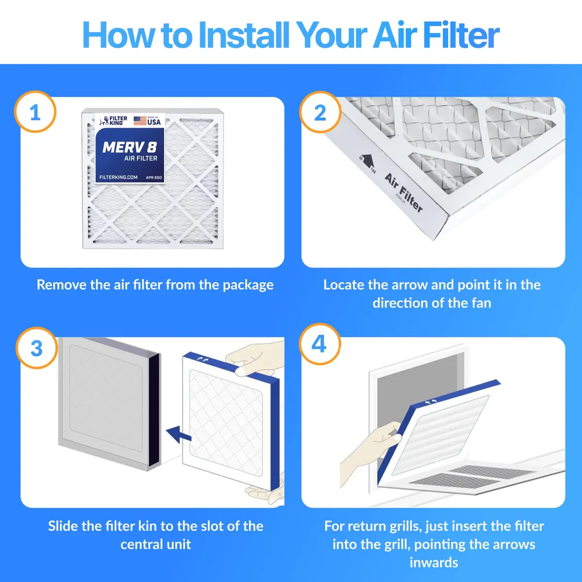 Filter King 14x25x1 Air Filter MERV 8 | 13.5x24.5x0.75 Actual Size, 6-Pack - view 3
