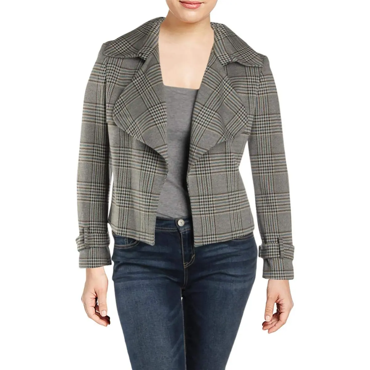 Anne Klein Houndstooth Trench Jacket Blazer, Fir Combo, Size 2 | Classic Women's Blazer for Fall - main product image