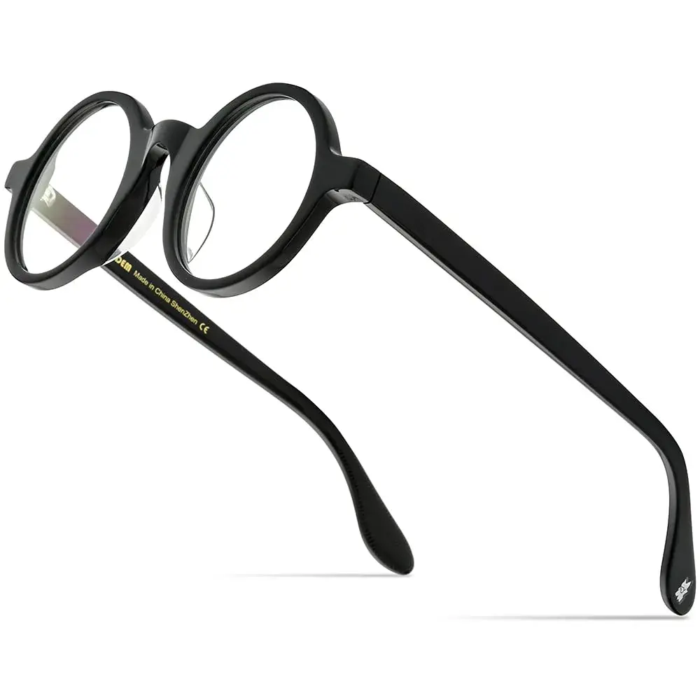 HEPIDEM Vintage Retro Round Optical Glasses Frame 46mm (Black) | Full Rim Acetate Eyeglass Frame - main product image