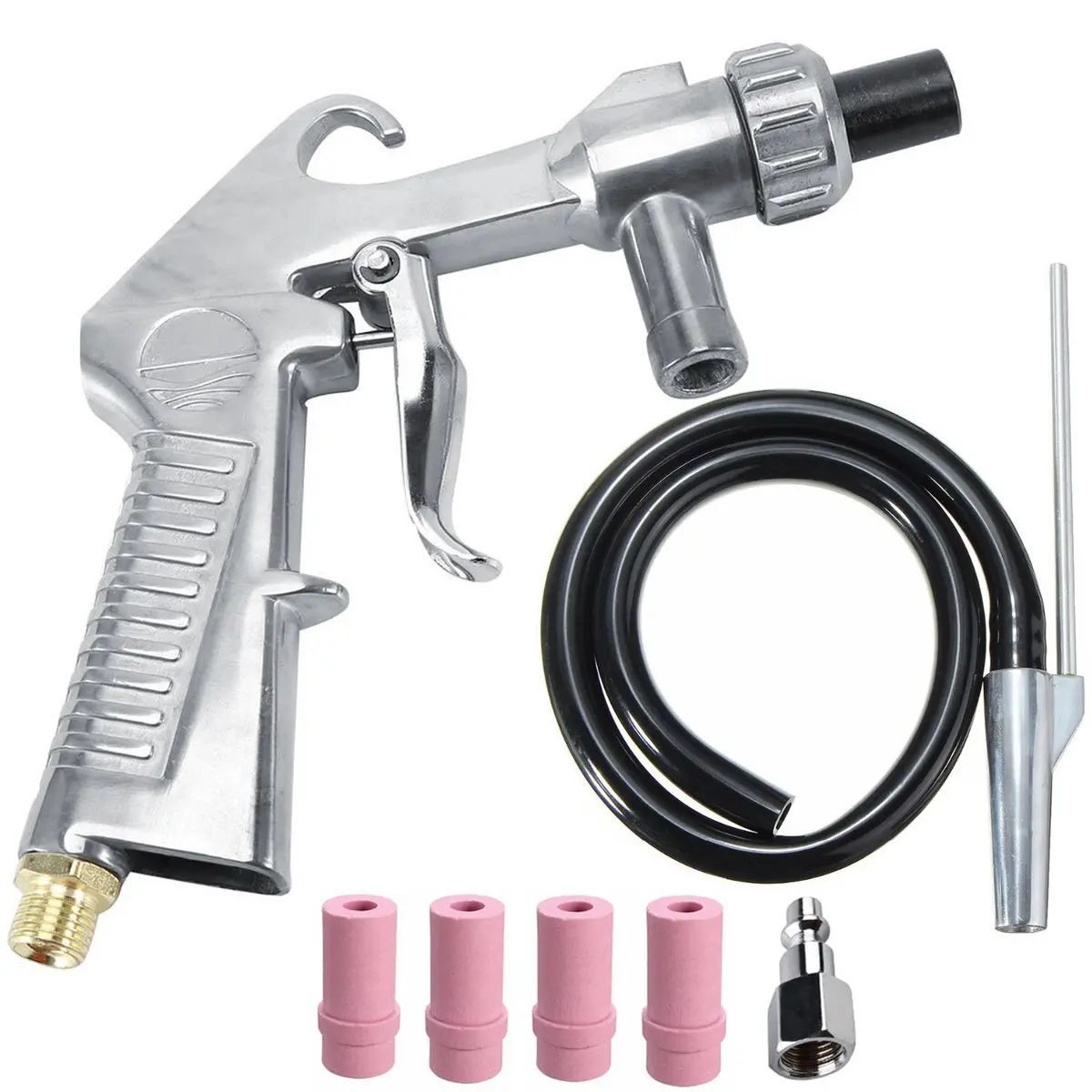 Wogoboo Sand Blaster Kit with 6mm Steel Nozzle & 4 Ceramic Nozzles | 135x150mm Siphon Feed Gun for Rust Removal & Surface Polishing - main product image