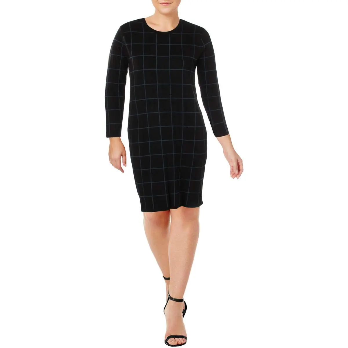 Anne Klein Women's Long Sleeve Sweater Dress, S | Jacquard Fabric, Crew Neck, Regular Fit - view 3