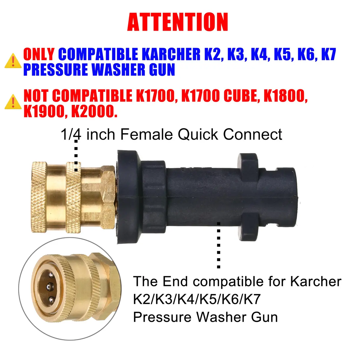 M MINGLE Pressure Washer Gun Adapter to 1/4" QC | Compatible Karcher K2-K7, Brass, Durable, 2000 PSI - view 4