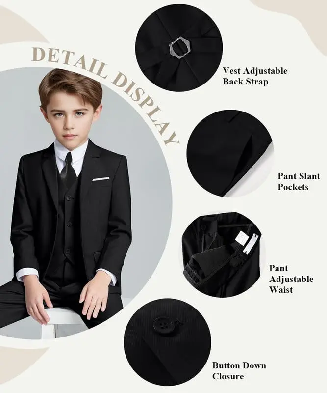 Visaccy Boys Suit 5T | Slim Fit Black Formal Suit for Toddler in India - view 2