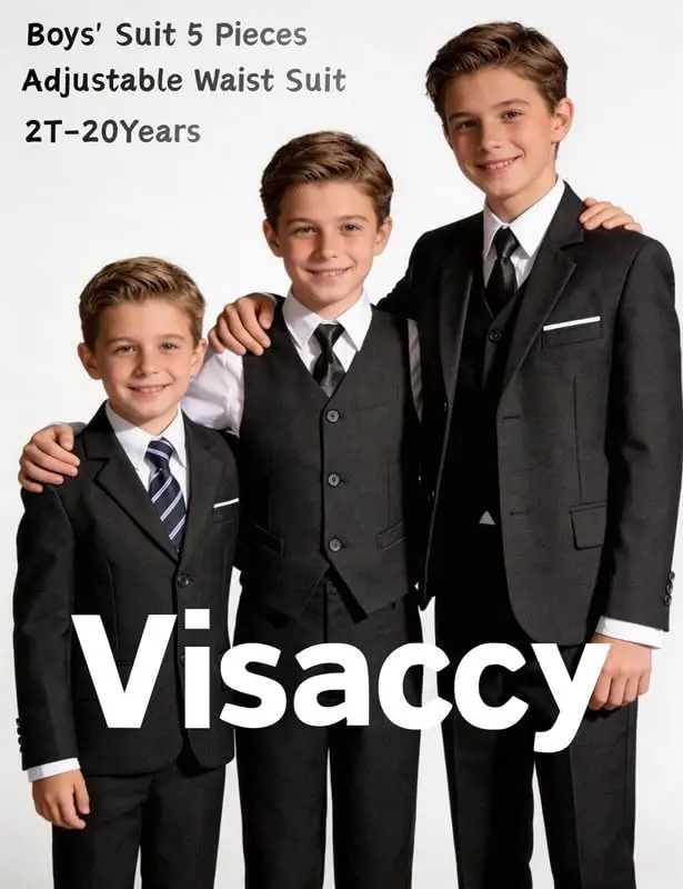 Visaccy Boys Suit 5T | Slim Fit Black Formal Suit for Toddler in India - view 7