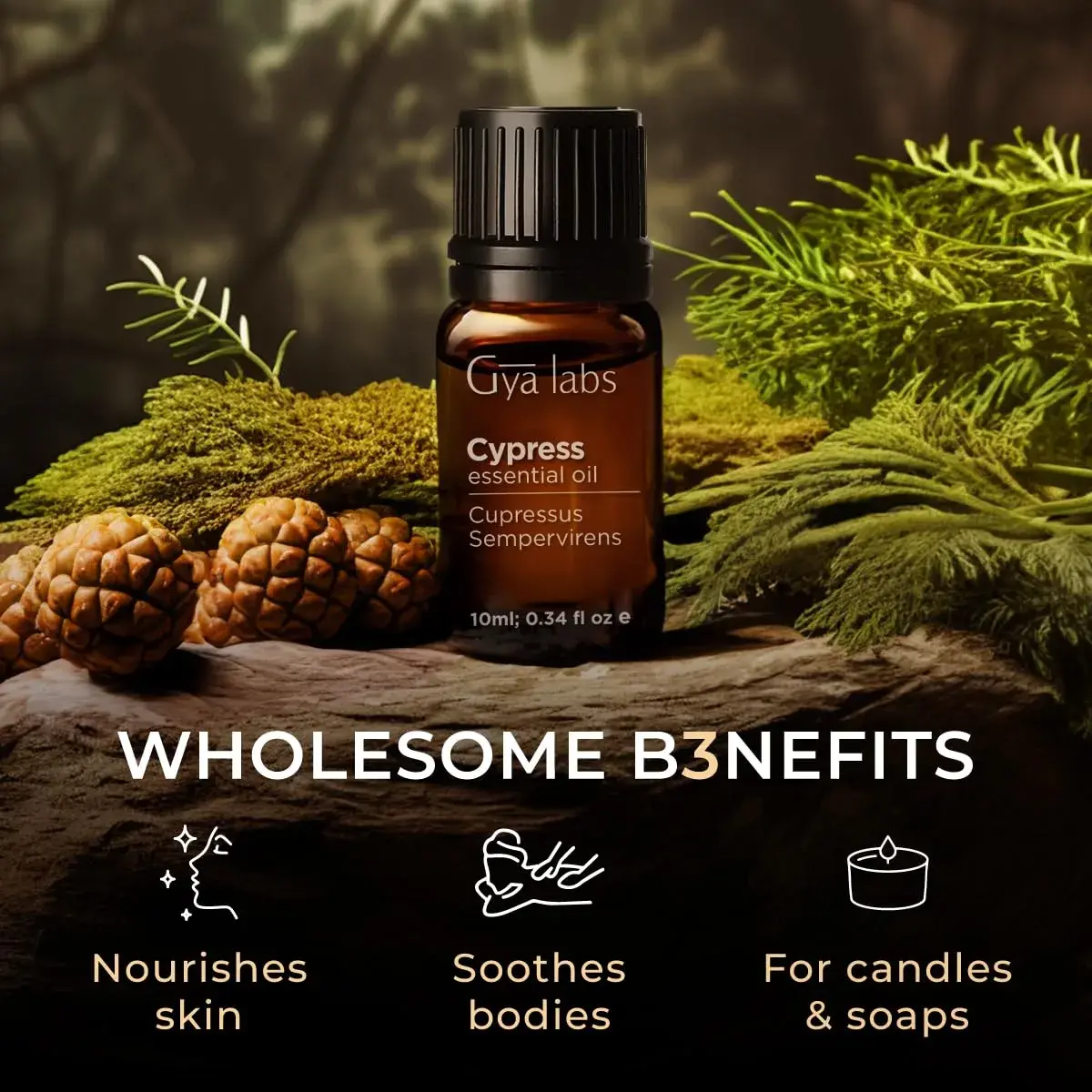 Gya Labs Cypress Essential Oil 10ml (0.34 Fl Oz) | Natural Green & Earthy Aroma for Diffusers & Candles - view 5