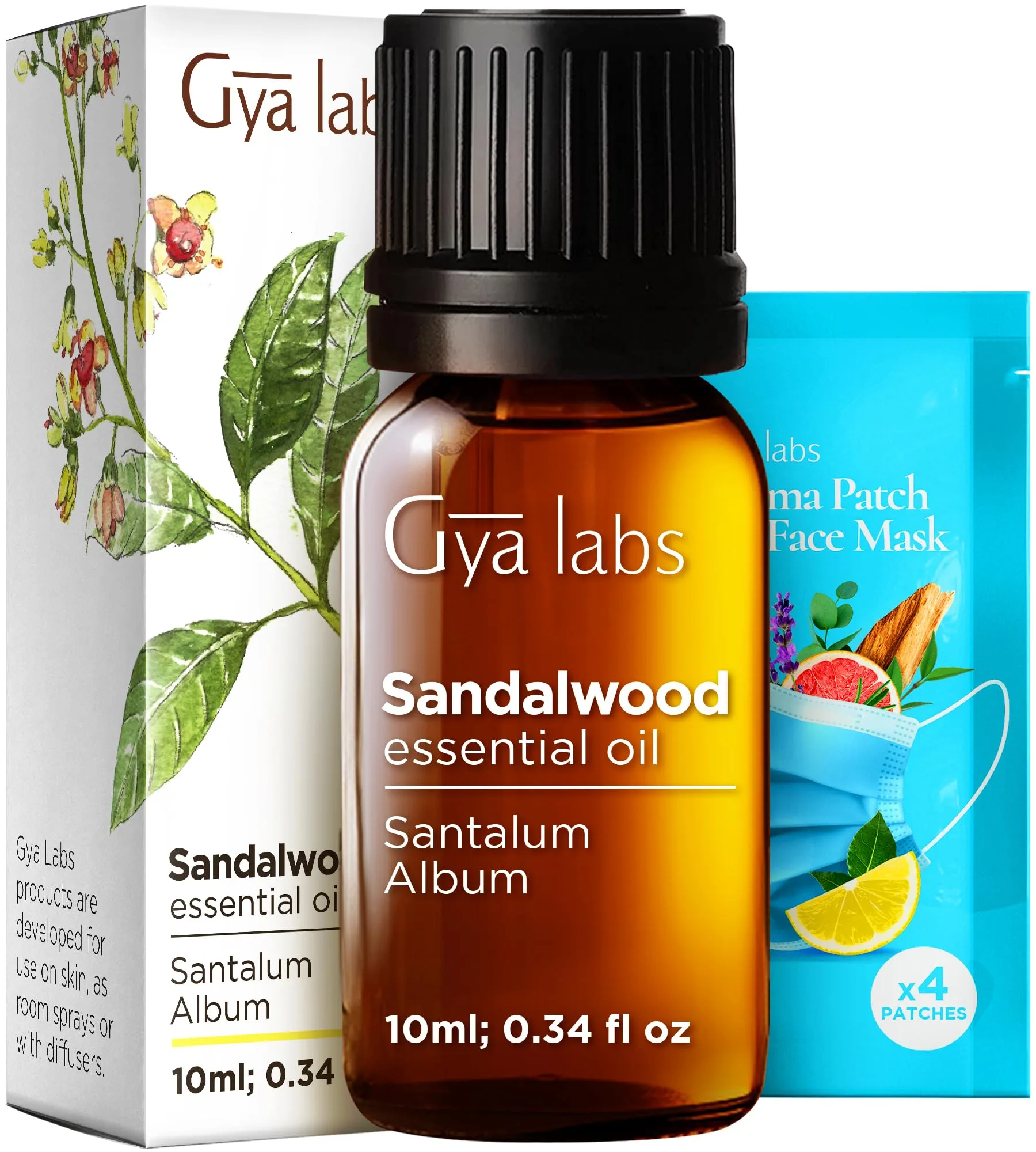Gya Labs 100% Pure Sandalwood Essential Oil, 0.34 Fl Oz | Calming Aroma for Diffusers, Skin Care & Candle Making - main product image