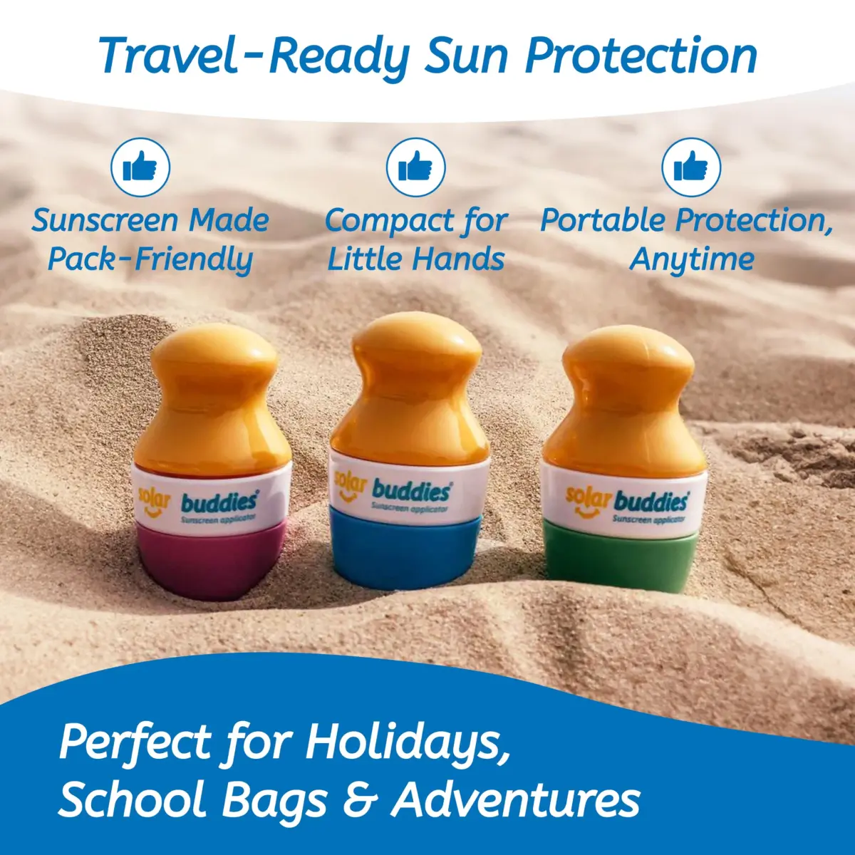 Solar Buddies Refillable Sunscreen Applicator — Full Blue — 100ml (3.4 Fl Oz) | Mess-Free Roll-On for All Skin Types - view 6