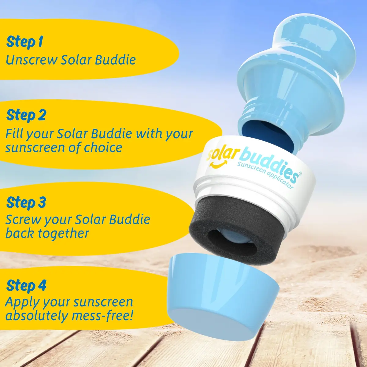 Solar Buddies Refillable Sunscreen Applicator — Full Blue — 100ml (3.4 Fl Oz) | Mess-Free Roll-On for All Skin Types - view 4